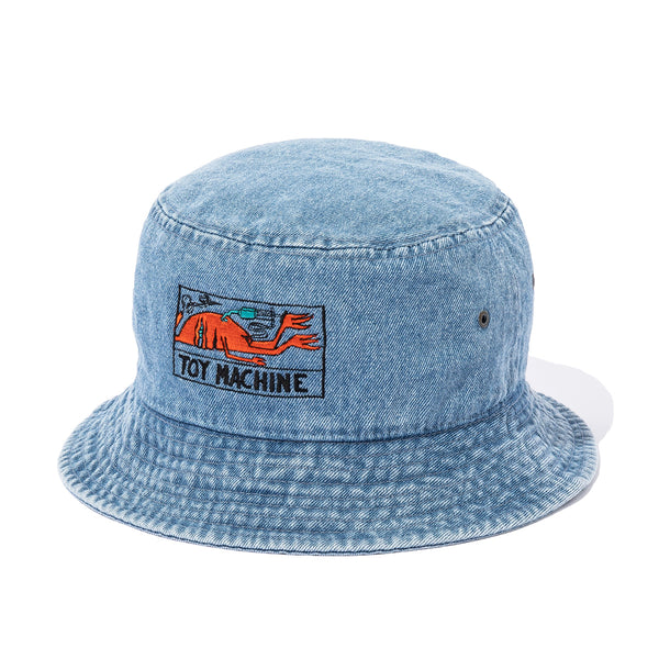 DRUGGED EYES DENIM BUCKET HAT