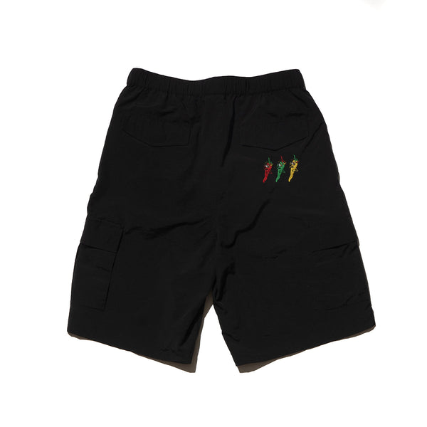 TRIPLE PEPPER SECT EMBROIDERY LOOSE FIT CARGO SHORTS